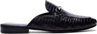 Carlos By Carlos Santana Apollo Bit Slides in Black Croco at Nordstrom, Size 10.5