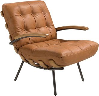 Angel Cerdá Sillón moderno en piel marrón y fresno