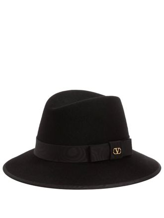 Valentino Garavani Black VLogo Fedora Hat
