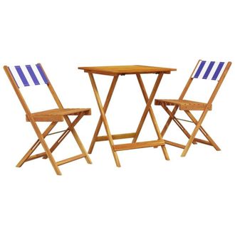 Berkfield Home 3 Piece Bistro Set Blue & White Fabric & Solid Wood