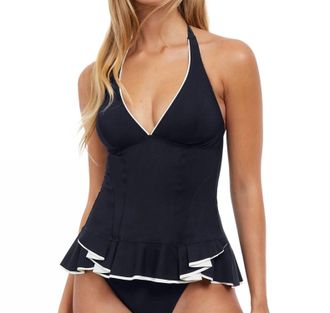 Gottex Belle Curve Peplum Tankini Top In Navy