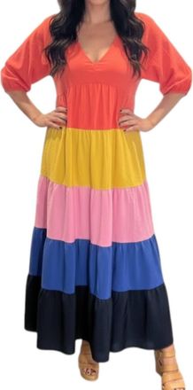 Entro Smooth Sailing Maxi Dress In Coral Orange Multi Color
