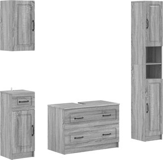 vidaXL Juego De Armarios De Ba&ntilde;o De 4 Piezas Utrecht Sonoma Gris Vidaxl