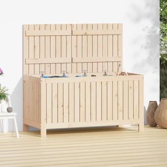 Berkfield Home Garden Storage Box 121x55x64 cm Solid Wood Pine in Natural | Size: 121 x 55 x 64 cm