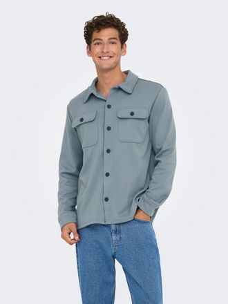 Only & Sons Langarmhemd ONLY & SONS ONSNEWKODYL OVERSHIRT SWEAT NOOS, Herren, Gr. XL, N-Gr, grau (stormy weather), Web, Obermaterial: 62% Polyester, 33% Viskose, 