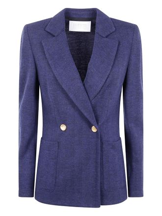 Harris Wharf London herringbone double-breasted jacket - Blue
