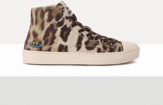 Vivienne Westwood High-top Plimsoll Printed Canvas Leopard 3-36 Women