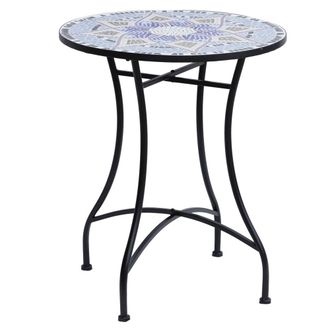 OUTSUNNY Mesa de jard&iacute;n 60x60x71 cm azul y blanco