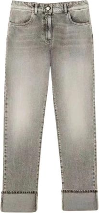 Twinset Zwarte denim jeans met kleurdetails - Dames - Regular Fit Jeans - Grijs - W25 - Denim - Jeans