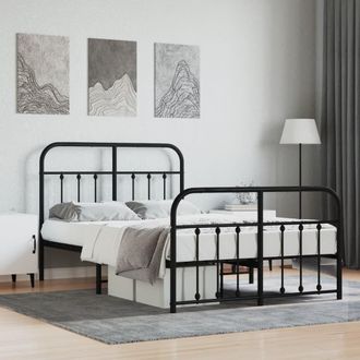 Berkfield Home Metal Bed Frame with Headboard & Footboard Black 120x190 cm Small Double