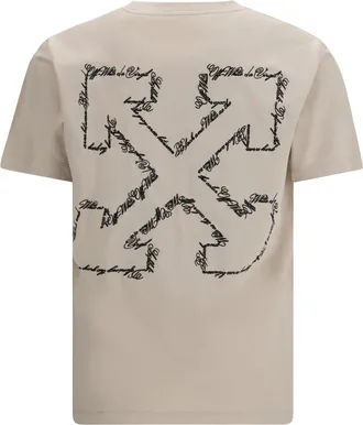 Off-white Mens Script Arrow T-Shirt Pumice Stone Cotton T-Shirts And Polos