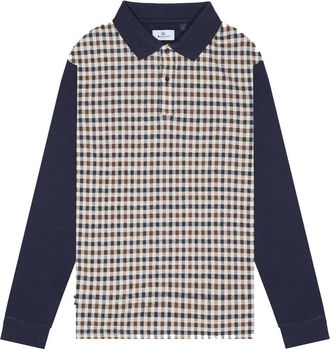 Aquascutum Iconic Front Polo Lange Mouw - Heren - Polos - Veelkleurig - M - Katoen - Tops