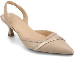 Journee Collection Nellia Slingback Pointed-Toe Pump in Taupe Pu at Nordstrom Rack, Size 7.5