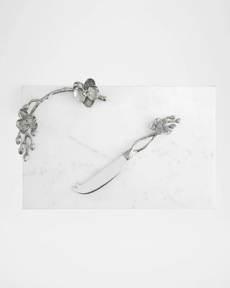 Michael Aram White Orchid 2-Piece Cheese Board & Knife Set