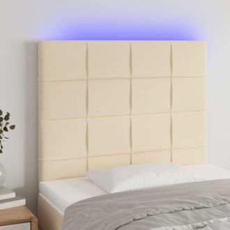 vidaXL Cabecero Con Luces Led Tela Crema 100x5x118/128 Cm Vidaxl