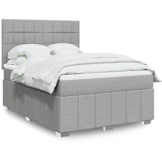 vidaXL Vidaxl - Cama Box Spring Con Colch&oacute;n Tela Gris Claro 140x200 Cm