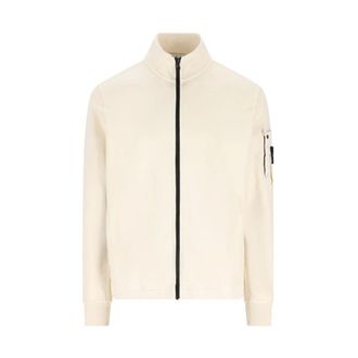 Stone Island Zip-throughs, male, White, Size: 2XL Zip Up Sweatshirt in Cotton