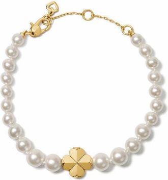 Kate Spade New York spade flower faux pearl bracelet in White Gold. at Nordstrom