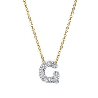 LuvMyJewelry Small Bubble Initial Letter 14K Yellow Gold Diamond Pendant Necklace in Gold G at Nordstrom