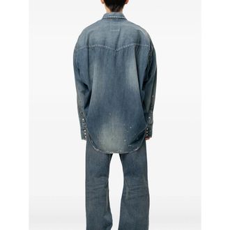 Miharayasuhiro Kids Sticker Printed Denim Shirt