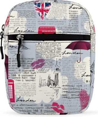 Generic Newspaper with A London Lettering Crossbody Bag Adjustable Satchel Cute Shoulder Bag Lightweight Sling Bags