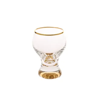 Classic Touch Set Of 6 Liquor Glasses With Gold Stem And Rim