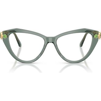 Swarovski 55mm Cat Eye Optical Glasses in Transparent Green/Demo Lens at Nordstrom