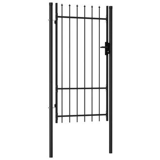 Berkfield Home Fence Gate Single Door with Spike Top Steel 1x1.75 m Black