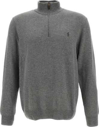 Polo Ralph Lauren Lamswol Halve Rits Gebreid - Heren - Vesten met rits - Grijs - M - Wol - Hoodies & sweatvesten