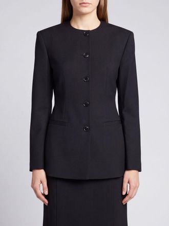 Anine Bing Blazer corto slim fit in misto lana con scollo a girocollo