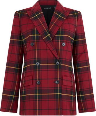 Ralph Lauren Blazers, female, Red, Size: 3XS Double-breasted Tartan Jacket