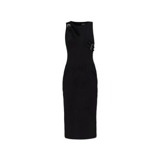 Versace Jeans Couture Cut-out Buckle Midi Dress - Dames - Casual kleedjes - Zwart - S - Leer - Kleedjes