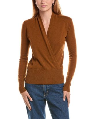 Sofiacashmere Sofiacashmere Modern Faux Wrap Cashmere Sweater