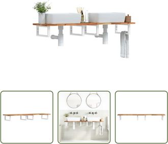vidaXL Vidaxl Estante De Lavabo De Pared Acero Y Madera Maciza De Acacia