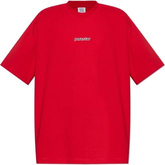 VETEMENTS T-shirt met print - Heren - T-shirts - Rood - L - Katoen - Tops