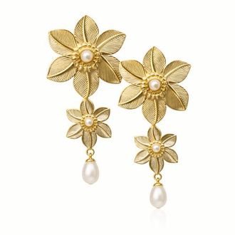 Adiba Magnolia Bloom Drop Earring in Gold at Nordstrom