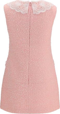 Self Portrait Womens Boucl&eacute; Mini Dress With Lace Collar Pink