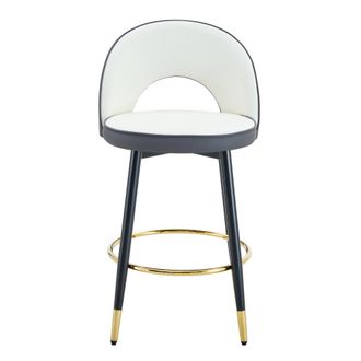 STILVORA Set Di 2 Sgabelli Da Bar Girevoli Con Schienale Traforato, Stile Moderno, Metallo E Similpelle, Grigio Scuro E Bianco