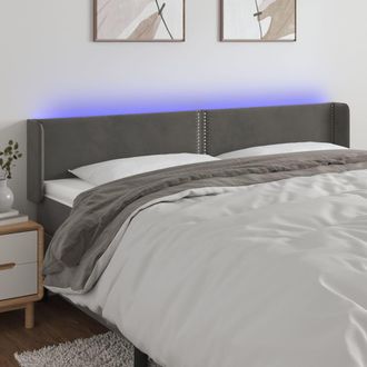vidaXL Cabecero Con Led De Terciopelo Gris Oscuro 163x16x78/88 Cm Vidaxl