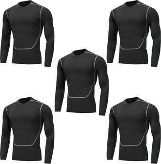 Generic 5 Pack or 3 Packs Compression Tops for Men Short Sleeve Mens Running Top Mesh Design Quick Dry Base Layer Sports Fitness(3XL,5 SB)