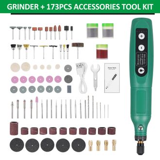 OEM Herramienta Rotativa Inal&aacute;mbrica De 173 Piezas, 3,7 V Li-ion, 5 Velocidades, Carga Usb, Multifuncional Para Pulido De U&ntilde;as De Jade Diy
