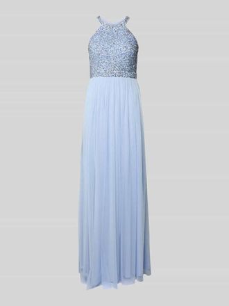 Jake*s Abendkleid mit Strasssteinbesatz und Rundhalsausschnitt in Hellblau, Gr&ouml;&szlig;e 32