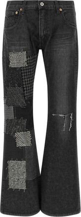 Junya Watanabe Patchwork Jeans - Dames - Flared Jeans - Zwart - S - Katoen - Jeans