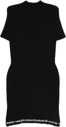 Alexander Wang Black Knitted Dress With Logo Hem