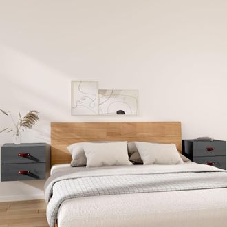 vidaXL Mesitas De Noche De Pared 2 Uds Gris 50x36x40 Cm Vidaxl