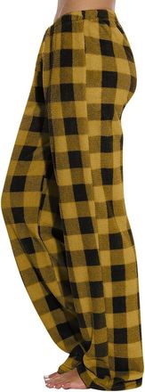 Generic Womens Plaid Fleece Pajama Pants, Wide Leg Lounge Bottoms with Elastic Waist, Soft Flannel Sleepwear for Autumn & Winter, Cosy Check Pyjama Trousers