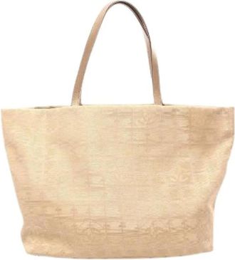 Chanel Pre-owned New Travel Line Large Tote Bag - Dames - Vintage Shopper - Beige - ONE Size - Leer - Vintage