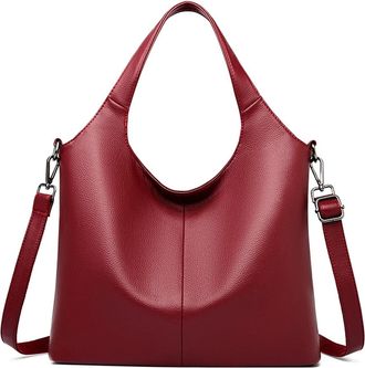 Generic Compatible For Handbags Women Bags Large Capacity Soft Leather Ladies Crossbody Bag Shoulder Tote(Red)