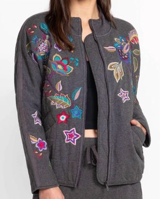 Johnny Was Dolman Quilted Jacket In Stone Grey