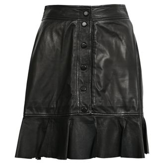 Ganni Ganni Rhinehart Ruffled Mini Skirt in Black Leather